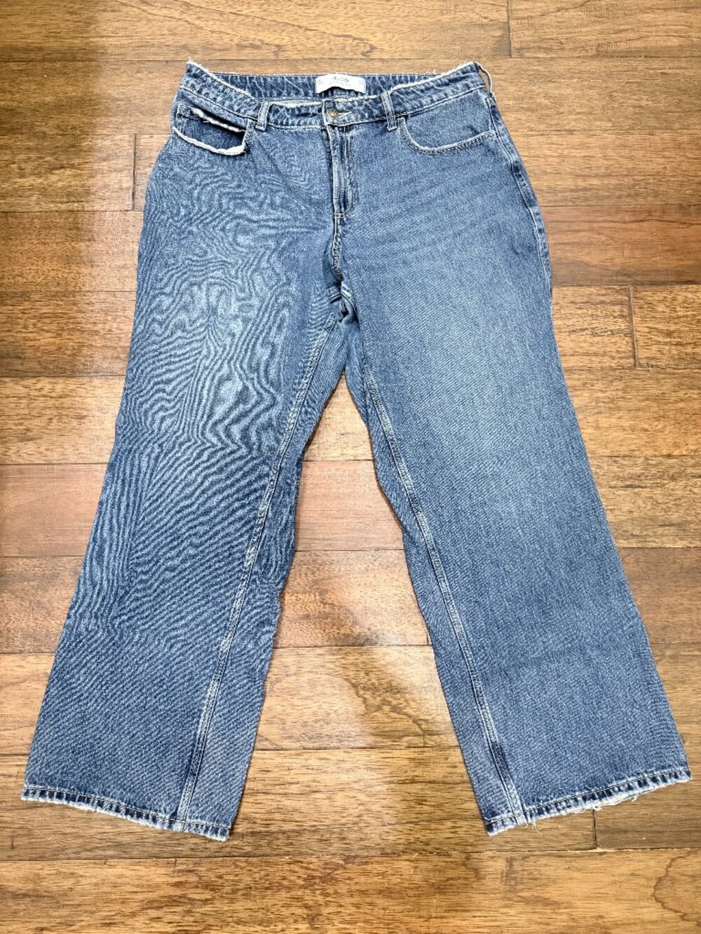 Hollister Curvy Mid Rise Baggy Jeans W32 Long Distressed Grunge Upcycle
